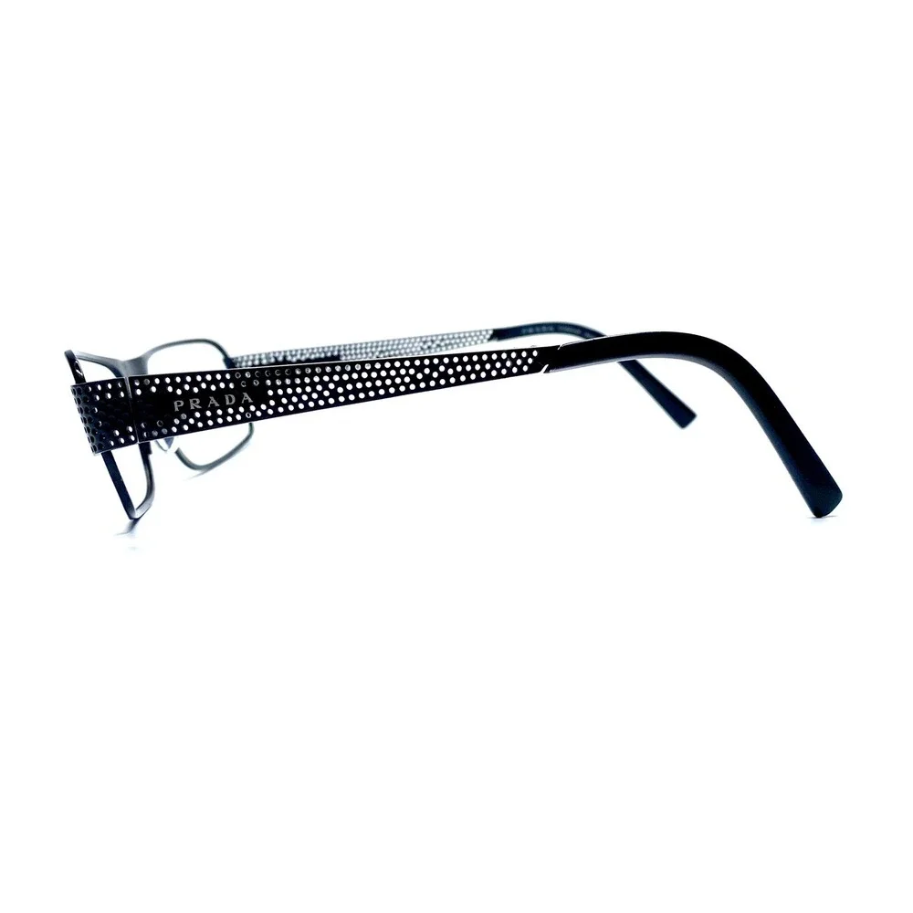 Prada Black Titanium Rectangular Eyeglasses Italy SPR521 1B0-1A1 56 17 135